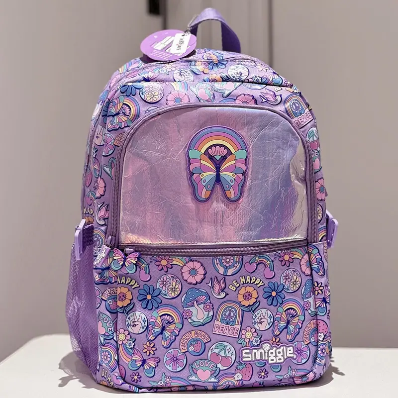 澳洲Smiggle书包1-6年级学生双肩蓝色足球大号减压背包多功能礼品