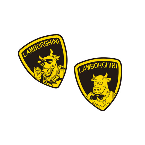 兰博基牛趣味贴纸富豪版穷蛋版搞笑LOGO贴纸可定制防水防晒7444