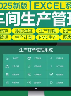 车间生产Excel表格PMC生产计划与物料控制资料订单管理进度跟踪