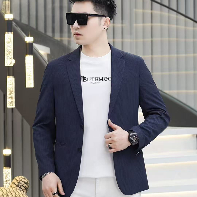 欧货高端男士休闲时尚商务西服外套2025春秋轻奢百搭修身西装外套