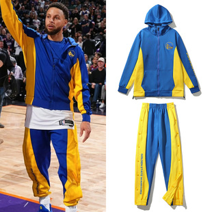 勇士队出场服美式篮球训练衣服库里卫衣运动套装队服定制男士外套