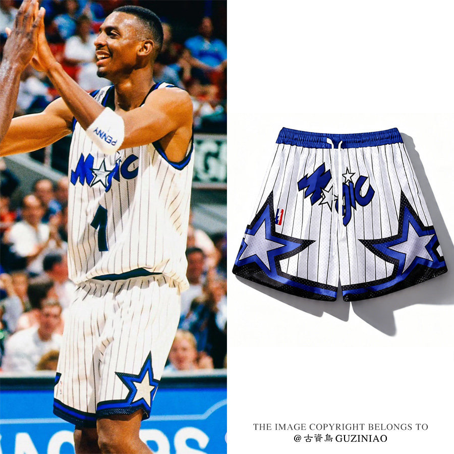魔术队短裤男潮牌刺绣美式休闲复古麦迪球裤网眼透气运动四分裤夏