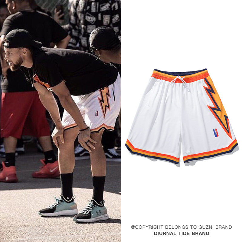 美式篮球短裤男运动训练库里同款裤子夏季潮牌五分裤休闲复古球裤