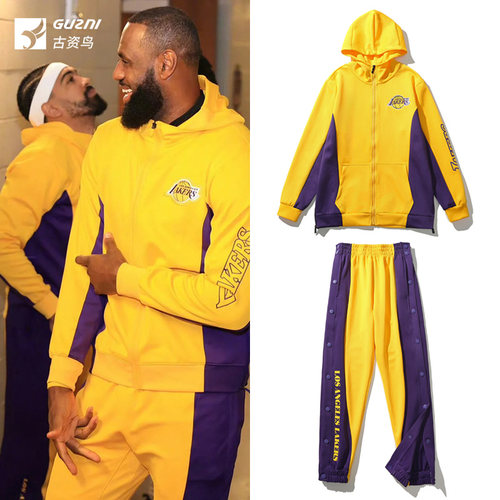 詹姆斯湖人篮球出场服运动套装秋