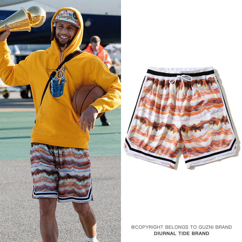 库里同款短裤男夏季美式篮球训练运动五分裤宽松休闲男款大裤衩潮