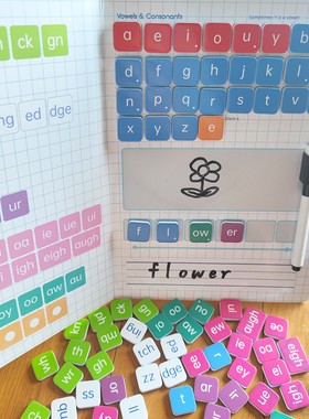 英文字母自然拼读游戏phonics小学生入门英语拼单词磁力贴玩教具