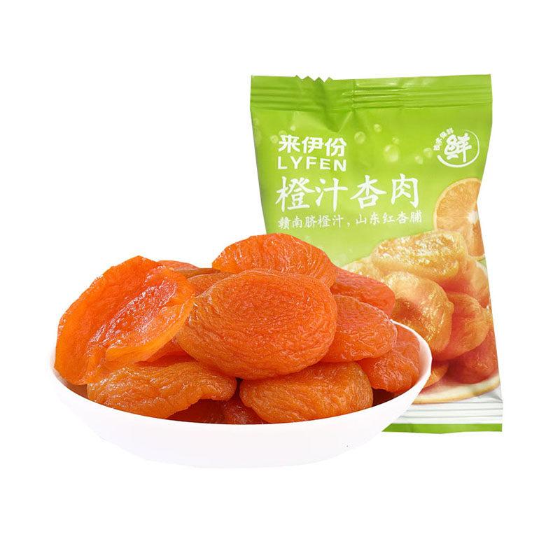 来伊份橙汁杏肉500g山东红杏干果脯蜜饯零食小吃酸甜水果干来一份