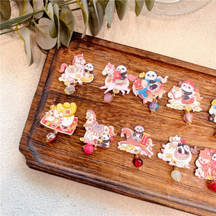 马年装饰别针珍珠吊坠胸针一马平川徽章送孩子朋友伴手礼节日祝福