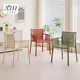 2025新款 塑料餐椅带扶手家用靠背椅民宿酒店可叠摞凳子户外休闲