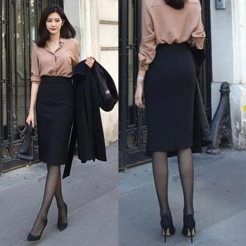 朵写新款春秋半身裙包臀中长裙职业裙修身西装裙显瘦一步裙女包裙