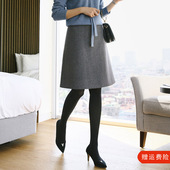 毛呢A字裙蓬蓬裙秋冬新款 高腰包臀中裙休闲职业通勤一步裙半身裙