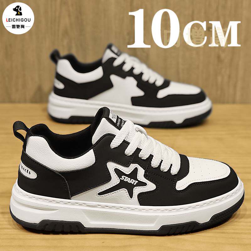 莆田正品高端熊猫板鞋男夏季厚底内增高男鞋10cm隐形男士休闲鞋潮