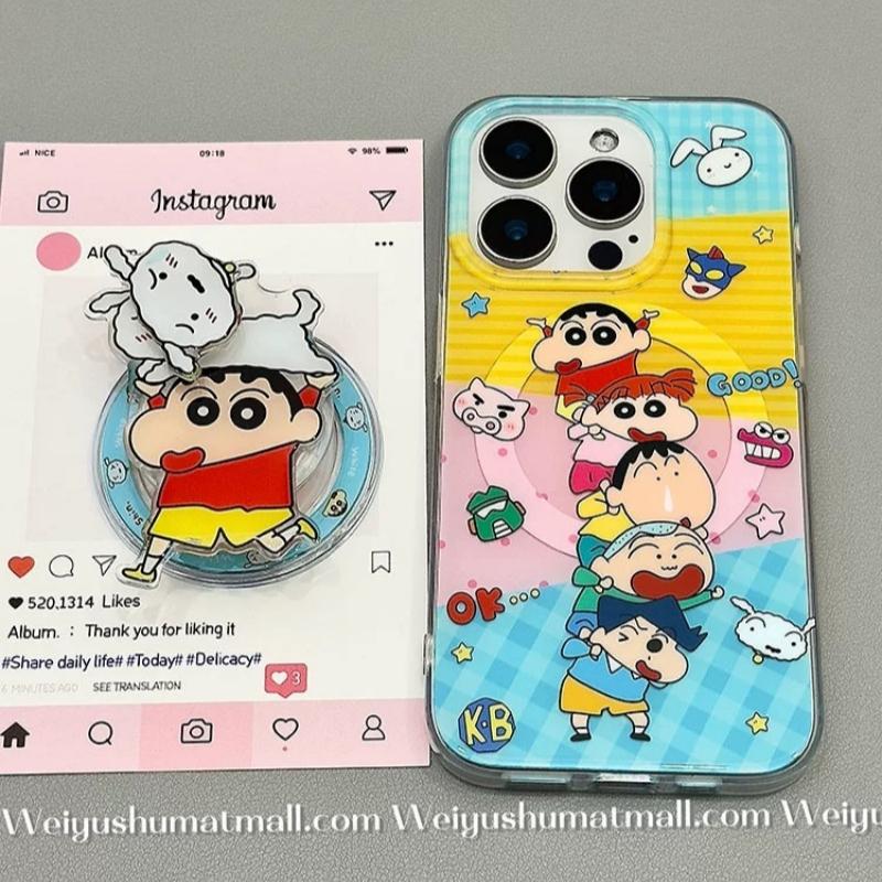 磁吸支架适用oppoA3/reno10/4se手机壳findx7/5pro蜡笔小新叠叠童趣小白A56/32/a57女K11x/97/93s软套8国际版