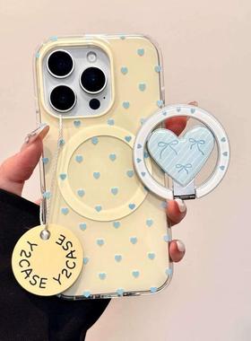 满屏蓝色爱心蝴蝶结适用vivoiQOO12/11s/97手机壳neo10/8pro磁吸支架7Se/Z8/Z6女U3/5e全包Z5x新品Z1软套13