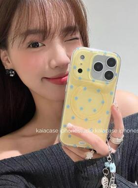 磁吸支架适用小米15/13U韩风简约蓝色五角星K80+手机壳红米Turbo3国际版k70/60/note12t/civi4pro软套poco女5