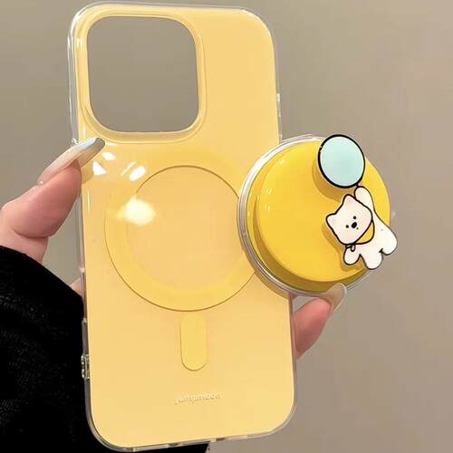 磁吸支架适用oneplus11一加12手机壳ace竞速版1+ACE5V简约黄色拿气球小狗8t/10/9女7TPRO/9RT/6t软NordCE13