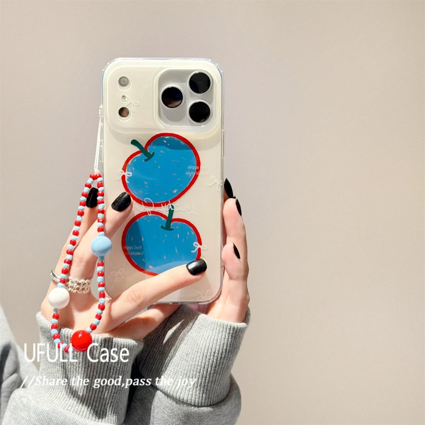 手绳链条适用华为荣耀100女90华为magic6pro/80GT手机壳70se/X20/30小众艺术涂鸦蓝色苹果40i+畅玩50plus软女