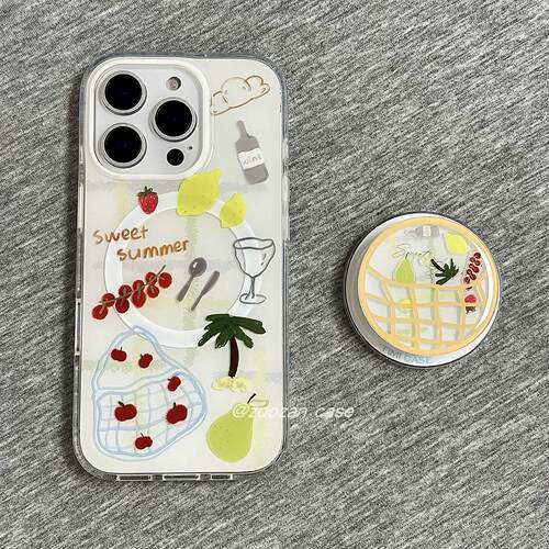 磁吸支架适用oppoA3/reno10/4se手机壳findx7/5pro小清新购物袋水果椰树A56/32/a57女K11x/97/93s软套8国际版