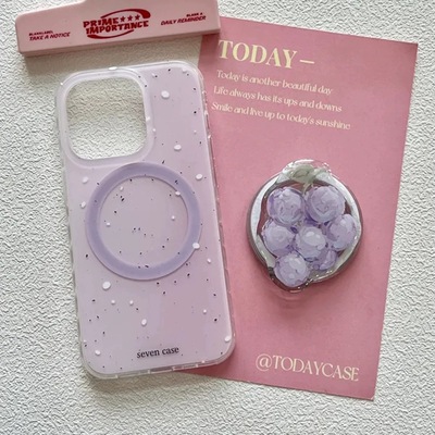 磁吸支架适用opporealmeGT5pro/neo9/6se手机壳V50/11/GT3女款8夏日紫色泼墨葡萄Q2/5i真我x7pro清新23软套z4