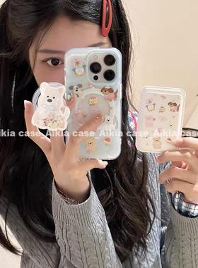 磁吸支架适用三星S25ultra/24/Note20/36西高地卡包透A16蓝色S20手机壳A22/23+A71女款S9+S21fe软54/56国际版