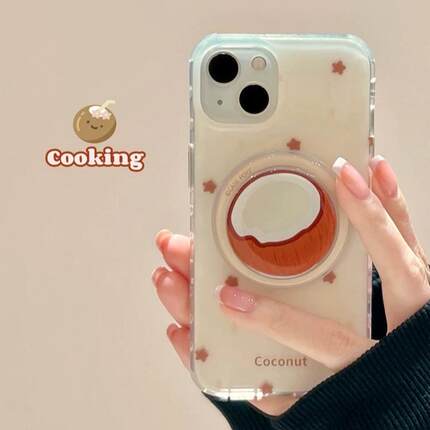 磁吸支架适用oppoA3/reno10/4se手机壳findx7/5pro棕色星星夏日小清新椰子A56/32/a57女K11x/97/93s软套8国际