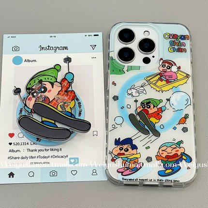 磁吸支架适用小米15/13U韩风插画线条果篮K80手机壳红米Turbo3苹果k70/60/note12t/civi4pro软套40+男女款50e