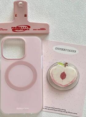 磁吸支架适用oppoA3/reno10/4se手机壳findx7/5pro粉色水蜜桃A56/32/57可爱风K11x/97/93s/58软套少女款防摔