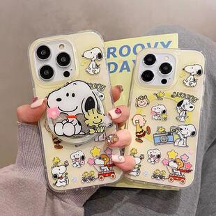 磁吸支架适用三星S25ultra/24/Note20/36卡通史努比花A16可爱S20手机壳A22/23+A71女款S9+S21fe软54/56国际版