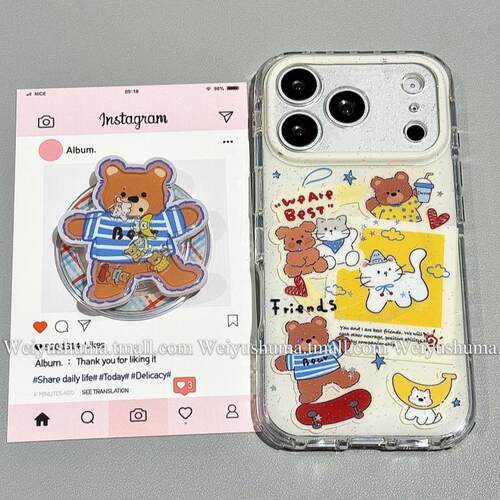 磁吸支架适用opporealmeGT5pro/neo9/6se手机壳V50/11/GT3女款8滑板小熊可爱小狗猫咪Q2/5i真我x7pro新23软z4