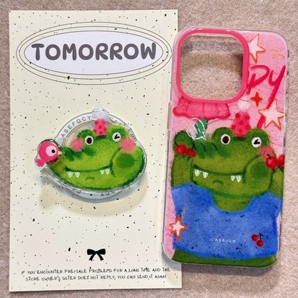 磁吸支架适用oppoA3/reno10/4se手机壳findx7/5pro油画涂鸦粉底小鳄鱼A56/32/a57女款K11x/97/93s软套8全包边