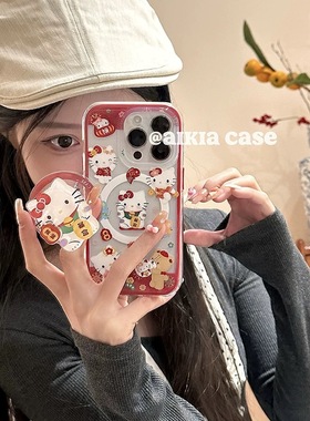 旋转磁吸支架适用oppoA3/reno10/4se手机壳findx7/5pro新年款暴富招财猫A56/32/57红色女K11x/97/93s/8软套新