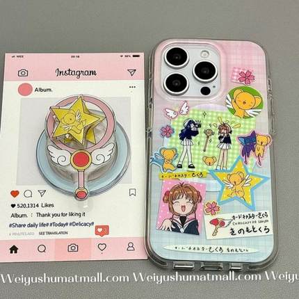 磁吸支架适用小米15/13U卡通少女樱魔法棒K80+手机壳红米Turbo3国际版k70/60/note12t/civi4pro软套poco女50e