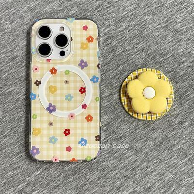 磁吸支架适用oneplus11一加12手机壳ace竞速版1+ACE5V韩风格纹彩色小花朵8t/10/9女7TPRO/9RT/6t软NordCE13