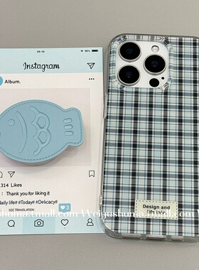 磁吸支架适用oneplus11/2一加12手机壳ace竞速版1+ACE5V蓝黑格纹可爱鲷鱼烧个性8t/10/9女7TPRO/9RT/6t软套13