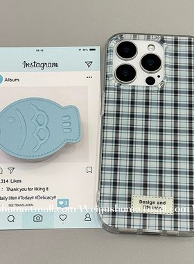 适用meizu18pro魅族21note无界版note9蓝黑格纹可爱鲷鱼烧个性6plus/T防摔20磁吸支架17全包边X8软套新品女款
