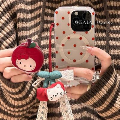 磁吸支架适用oneplus11一加12手机壳ace竞速版1+ACE5V酒红樱桃波点KT猫手链8t/10/9女7TPRO/9RT/6t软NordCE13