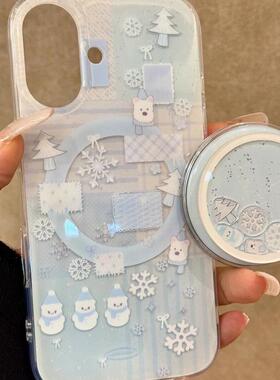 磁吸支架适用小米15/13U雪人西高地摇摇乐K80+手机壳红米Turbo3国际版k70/60/note12t/civi4pro软套poco女50e