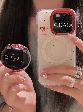适用meizu18pro魅族21note无界版note9红波点黑色猫咪挂绳6plus/T硅胶20磁吸支架保护套17全包边X8软套新女款