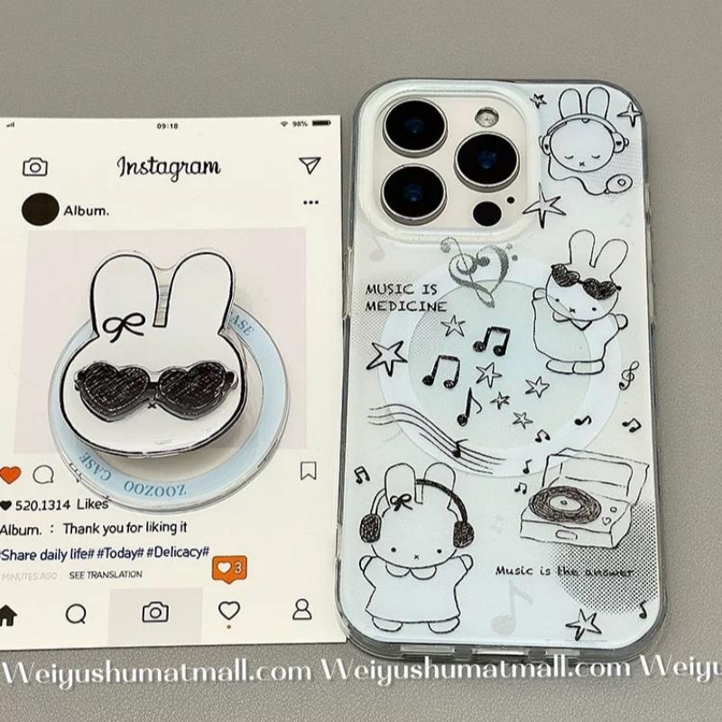 磁吸支架适用oppoA3/reno10/4se手机壳findx7/5pro个性可爱音符墨镜兔子A56/32/a57女K11x/97/93s软套8国际版