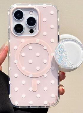 磁吸支架适用三星S25ultra/24/Note20/36闪粉流沙粉白A16波点S20手机壳A22/23+A71女款S9+S21fe软54/56国际版