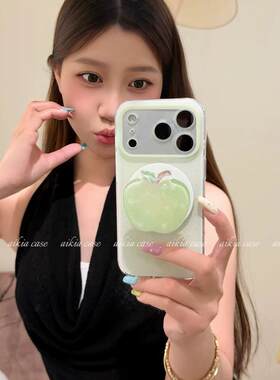 磁吸支架适用oppoA3/reno10/4se手机壳findx7/5pro夏季清新波点绿苹果A56/32/a57女K11x/97/93s软套8国际版