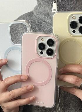 ins磁吸渐变适用opporealmeGT5pro/neo2/6se手机壳V50/V11/GT3马卡龙Q2/5i真我x7pro个性简约v23软套男女纯色