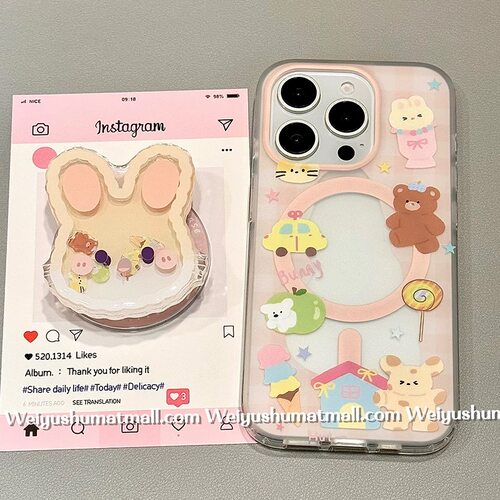 磁吸支架适用华为pocket2折叠屏mateX6手机壳p50三星zflip3/4/5甜品屋VIVOX荣耀V小兔子oppofindn3flip软少女