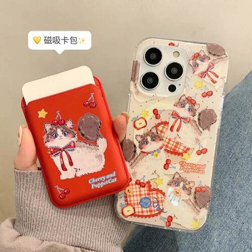 磁吸支架适用华为荣耀100女90华为magic6pro/80GT手机壳70se/X20/30新年红色樱桃油画猫咪40i+畅玩50plus软女