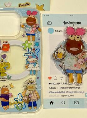 磁吸支架适用小米15/13U比奇堡居民小丑鱼K80+手机壳红米Turbo3国际版k70/60/note12t/civi4pro软套poco女50e