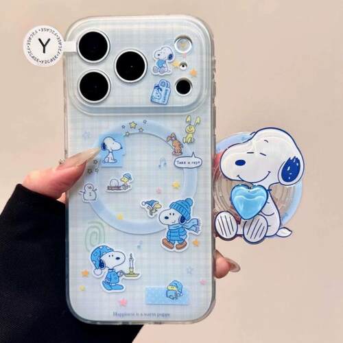 磁吸支架适用oppoA3/reno10/4se手机壳findx7/5pro可爱浅蓝爱心史努比A56/32/a57女K11x/97/93s软套8国际版