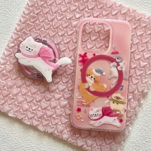 磁吸支架ins适用小米15/13U少女心哈基米猫咪K80手机壳红米Turbo3硅胶k70/60/note12t/civi4pro蝴蝶结40/50软