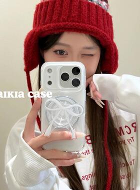 磁吸支架适用oppoA3/reno10/4se手机壳findx7/5pro温柔白色丝带蝴蝶结A56/32/a57女K11x/97/93s软套8国际版