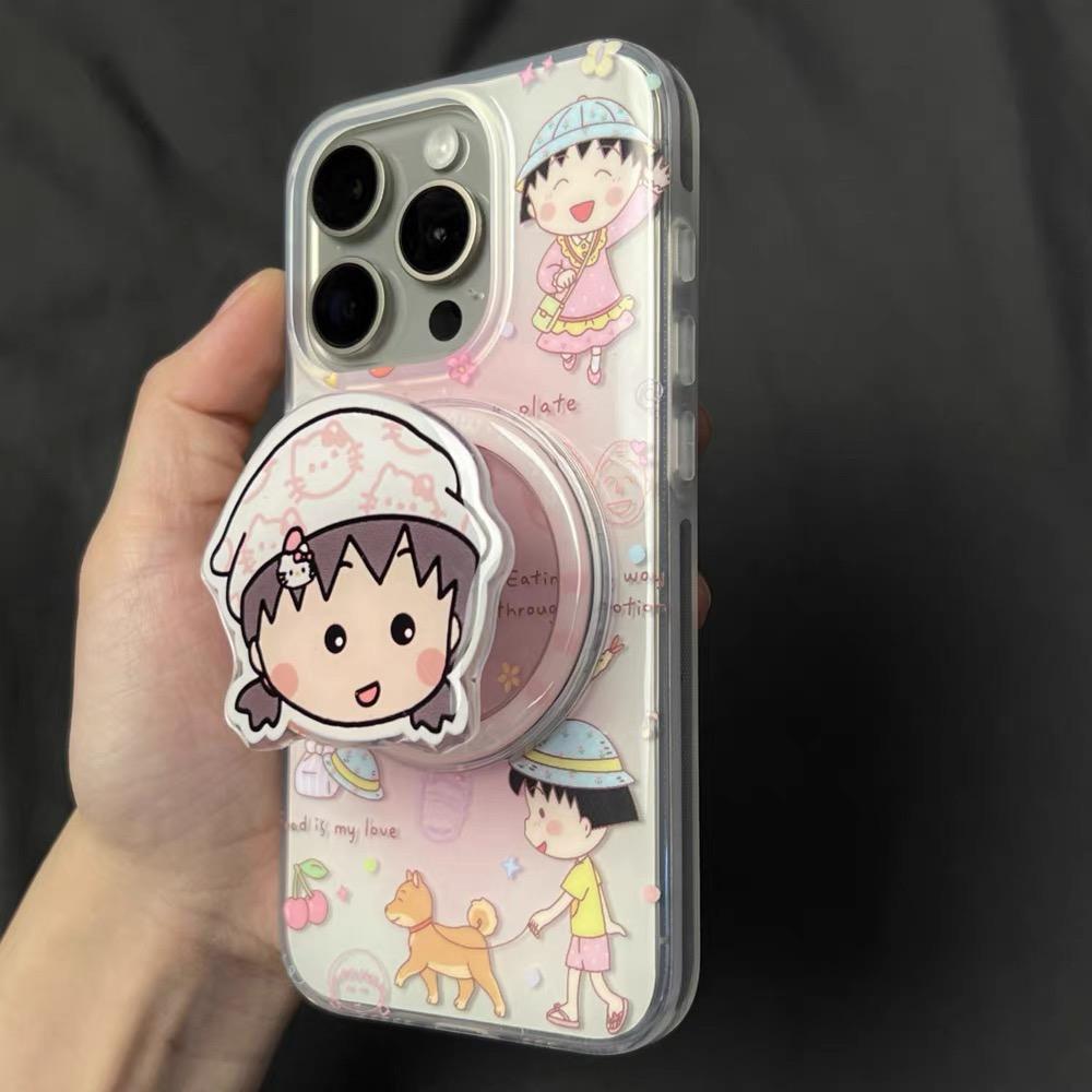 磁吸支架适用oppoA3/reno10/4se手机壳findx7/5pro动漫樱桃小丸子可爱A56/32/a57少女K11x/97/93s软套8国际版