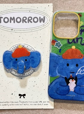 磁吸支架适用oneplus11/2一加2V手机壳ace竞速1+ACE5V趣味卡通油画蓝小象8t/10/9女7TPRO/9RT/6t软套13全包边